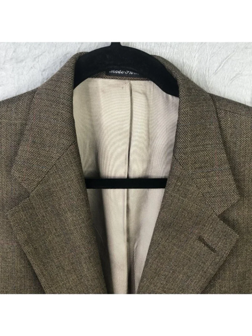 Old Money Blazer Mens 42 Long Brown Wool Herringbone Sport Coat Jacket Lauren